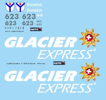 Tröger 140290 RhB Ge 4/4 II 623 Zernez, met reclame "Glacier Express"