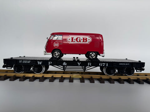 Gebruikt: LGB 40597 Platte wagen met VW kever